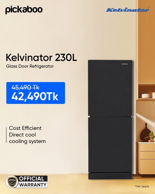  Kelvinator 230L Top Mounted Glass Door Refrigerator (KRF-230T0G1AX)