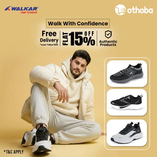 Upgrade your shoe game with WALKAR Flat 15% OFF