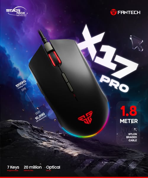 Customizable RGB | Precision Tracking | Durable Build — Fantech X17 Pro Blake Macro RGB Gaming Mouse