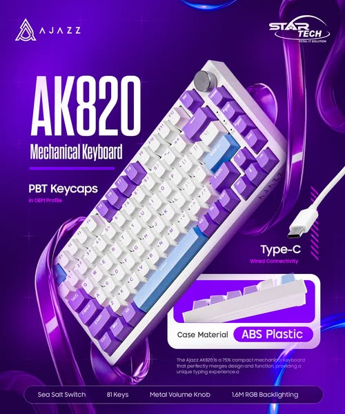Compact RGB Design | Premium Switches | Durable Build — AJAZZ AK820 RGB Wired Mechanical Keyboard