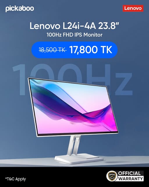 Work smarter - Lenovo L24i-4A 23.8″ FHD IPS Monitor