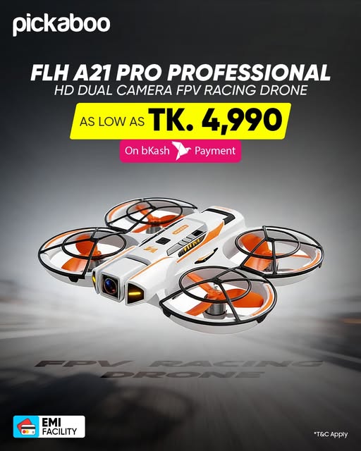 Capture your adventures from the sky with FLH A21  Dual Camera Racing Drone! 