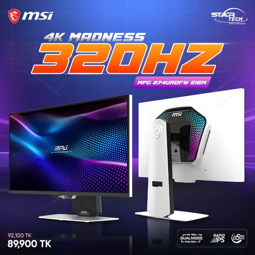 MSI MPG 274URDFW E16M 27" Dual Mode Gaming Monitor — Extreme Speed, Brilliant Detail 