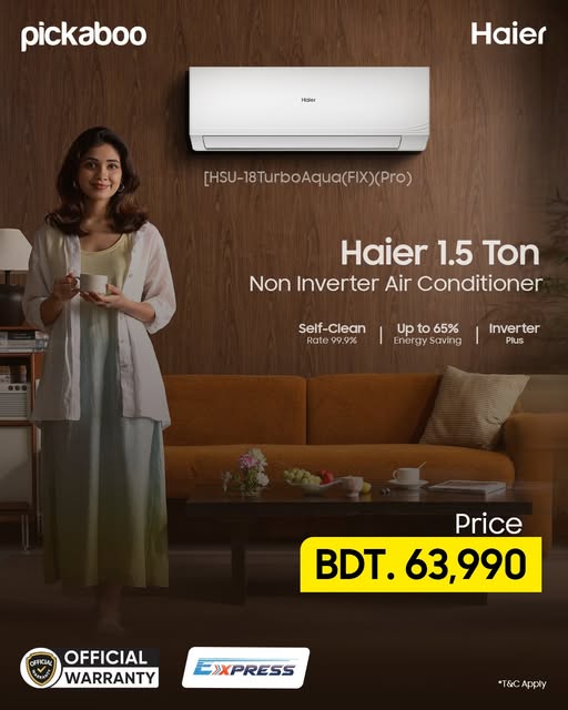  Experience Instant Cooling. Powerful Performance with the Haier 1.5 Ton Aquacool Non-Inverter AC!