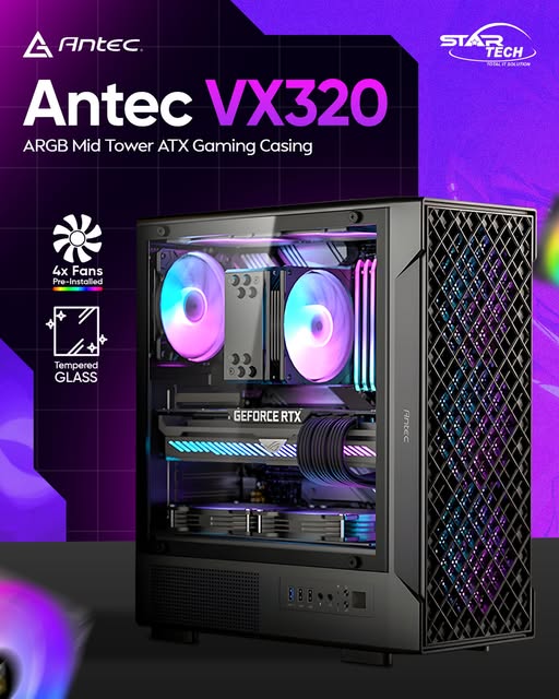 Antec VX320 ARGB Mid Tower Gaming Casing — Style, Airflow, Performance 