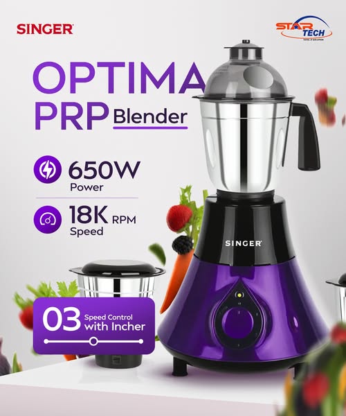 Reliable Power | Adjustable Speeds | Everyday Blending — Singer OPTIMA-PRP 650W Blender