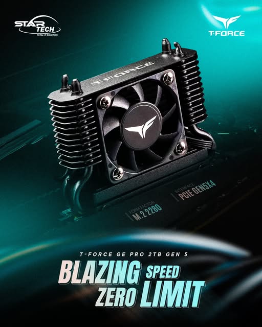 Blazing Gen5 Speeds | Massive 2TB Storage | Advanced Cooling — Team T-FORCE GE PRO 2TB M.2 PCIe Gen5 NVMe SSD with AirFlow I Heatsink