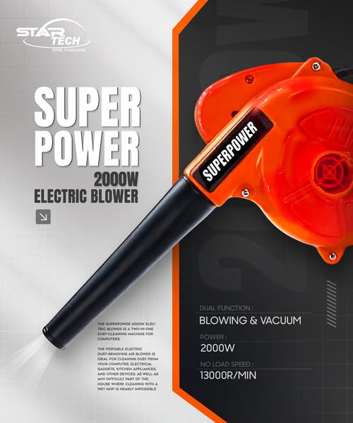 Powerful 2000W Motor | Dual Function | Strong Airflow — Superpower 2000W Electric Blower