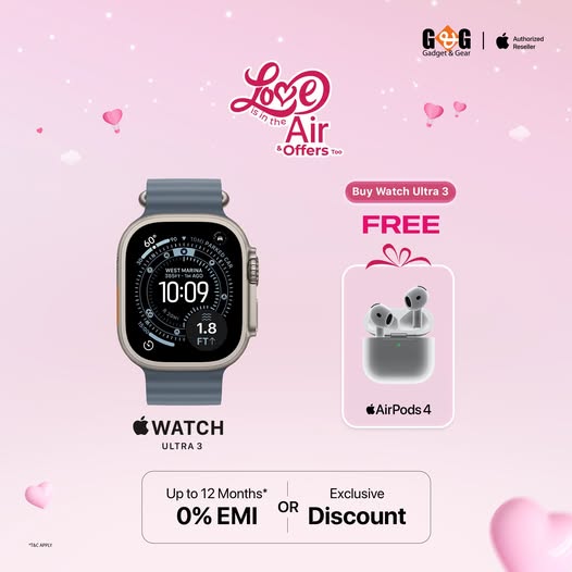 This Valentine’s Day, upgrade to the latest Apple Watch Ultra 3 and enjoy: