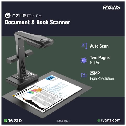 CZUR ET25 Pro Professional Book Scanner (A3, 25MP)