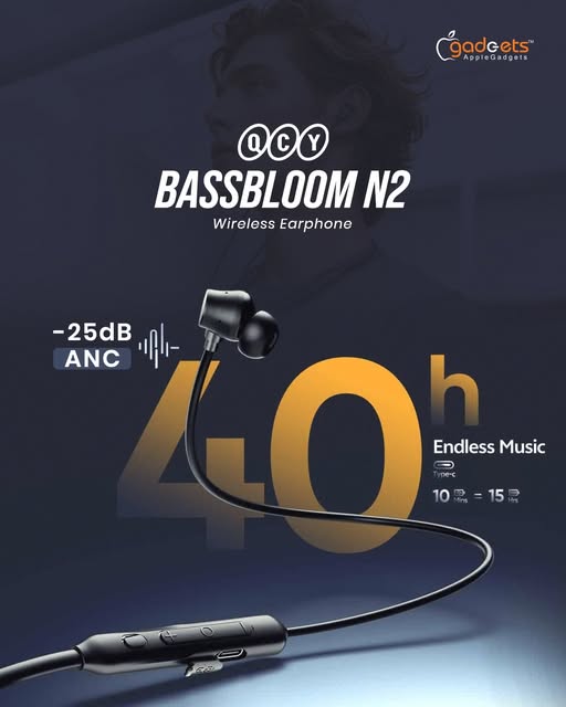 ৬০ মিনিট চার্জে, ৪০ ঘণ্টার ব্যাকাপ! QCY BassBloom ANC N2 দিচ্ছে Noise Cancellation-এর সাথে Deep Bass আর Comfortable Fit।
