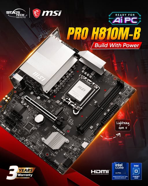MSI PRO H810M-B DDR5 LGA1851 mATX Motherboard