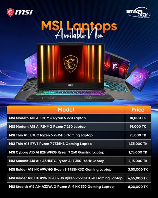 Level Up Your Performance — MSI Laptops Now Available at Star Tech