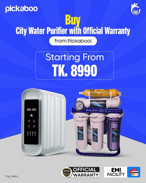 City Water Purifier এখন Pickaboo-তে—নিরাপদ, বিশুদ্ধ পানি প্রতিদিনের জন্য।