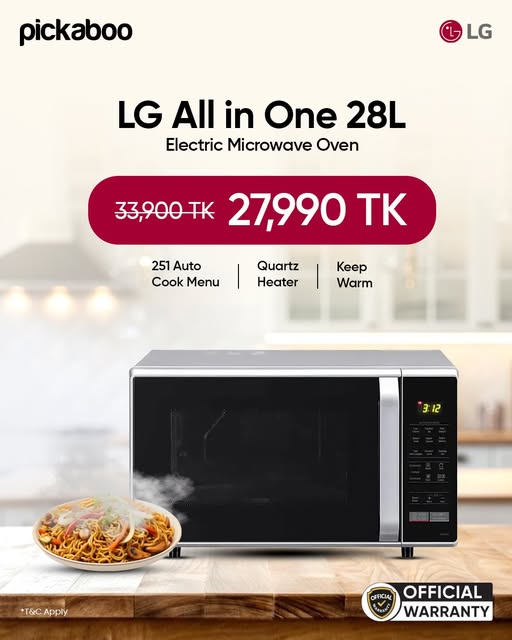 Upgrade your kitchen with the powerful LG All in One 28L Electric Microwave Oven (MC2846SL)