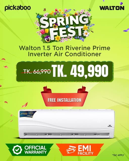 This Spring Fest get Walton 1.5 Ton Riverine Prime Inverter Air Conditioner (WSI-RIVERINE-18M)