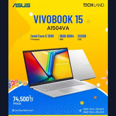 ASUS Vivobook 15 A1504VA নিয়ে নিন আপনার ডেইলি ওয়ার্ক, স্টাডি ও মাল্টিটাস্কিংয়ের জন্য পারফেক্ট সলিউশন।