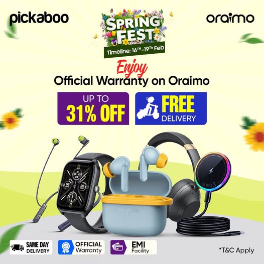 Enjoy up to 31% OFF on all official Oraimo products!