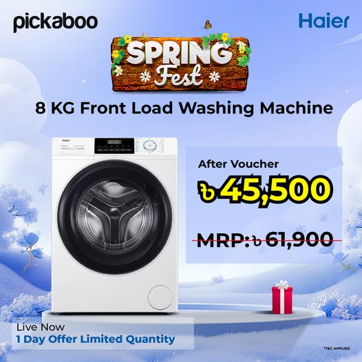Spring Fest Special Deal on Haier 8 KG Inverter Front Load Washing Machine (HW80-BP12929A)