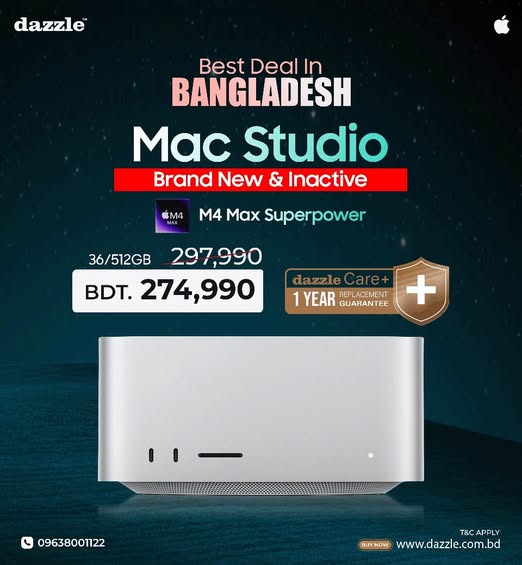 Mac studio M4 max - আপনার প্রোডাক্টিভিটির আসল পাওয়ারহাউস, এখন দেশের সবচেয়ে সেরা দামে