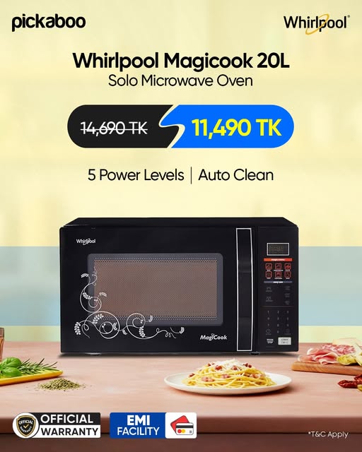 Experience effortless cooking with the Whirlpool Magicook 20L Microwave Oven!