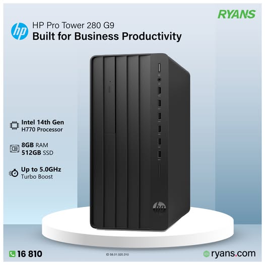 HP Pro Tower 280 G9 Intel Core i5 14500 8GB RAM 512GB SSD Tower Brand PC
