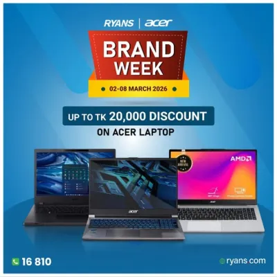 Enjoy up to Tk 20,000 discount on Acer laptops.