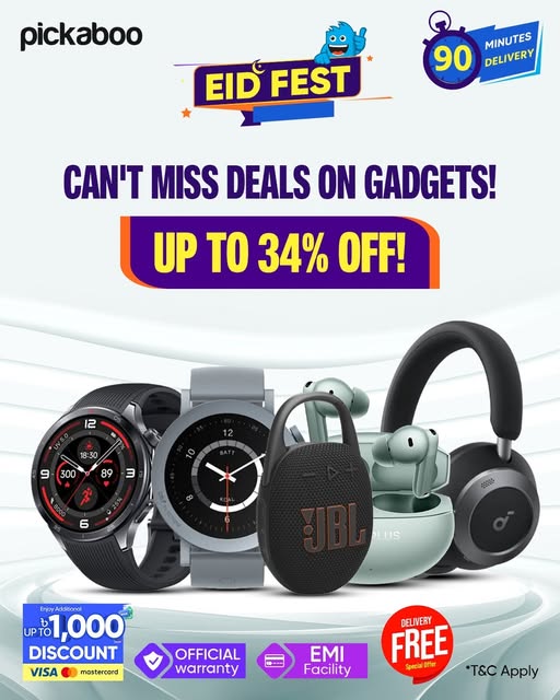This Eid, Save more on Gadgets , Get up to 34% OFF