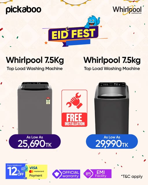 Eid Fest Deal! Make your Eid hassle-free! Grab your new Washing Machine at unbeatable prices.