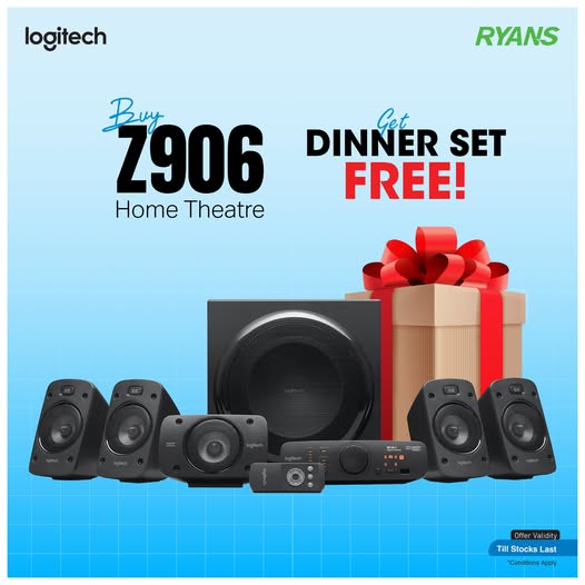 Buy Logitech Z906 Home Theatre and get a Dinner Set FREE!