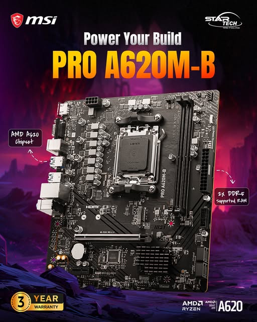 MSI PRO A620M-B AM5 mATX Motherboard