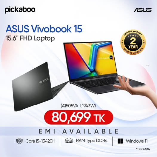 ASUS Vivobook 15 এখন দারুণ অফারে! 15.6” FHD Display | DDR4 RAM |  Windows 11 এখন মাত্র ৳৮০,৬৯৯ টাকায়!