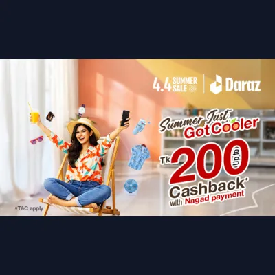 Up to BDT 200 Cashback on Daraz 4.4 Summer Sale