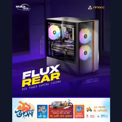 Stylish, Airflow-Focused, ARGB Beast – Antec FLUX REAR Gaming Casing