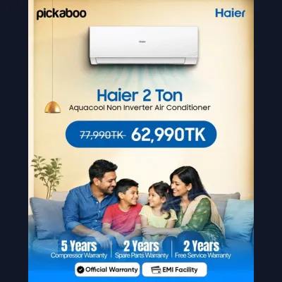 Beat the heat with the Haier 2 Ton Aquacool Non-Inverter AC (HSU-24TurboAqua Pro). Now available at TK.62,990 only!