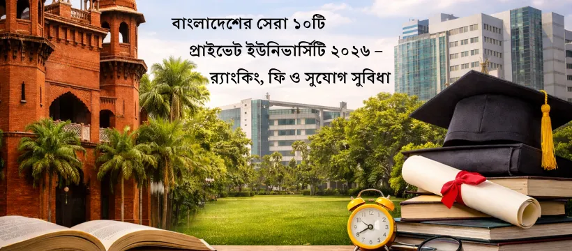 বাংলাদেশের সেরা ১০টি প্রাইভেট ইউনিভার্সিটি ২০২৬ – র‍্যাংকিং, ফি ও সুযোগ সুবিধা