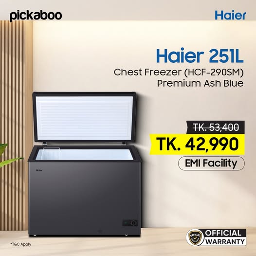 Keep your food fresher for longer with the Haier 251L Chest Freezer delivers powerful cooling with super-fast freeze and up to 150 hours frozen retention — perfect for home or business use.
