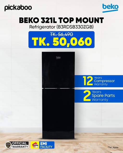 Buy the official Beko 321LTop Mount Refrigerator (B3RDSB330ZGB) from Pickaboo!