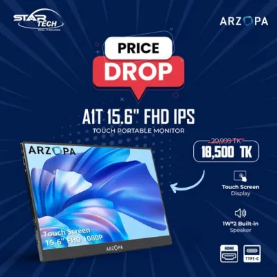 Slim, Portable, Touch-Enabled – Arzopa A1T 15.6" FHD IPS Portable Monitor
