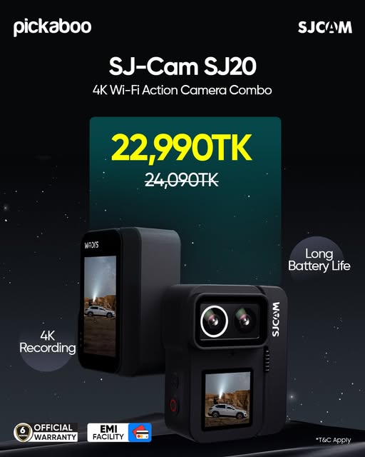 𝐒𝐉-𝐂𝐚𝐦 𝐒𝐉𝟐𝟎 𝐃𝐮𝐚𝐥 𝐋𝐞𝐧𝐬 𝟒𝐊 𝐖𝐢-𝐅𝐢 𝐀𝐜𝐭𝐢𝐨𝐧 𝐂𝐚𝐦𝐞𝐫𝐚 𝐂𝐨𝐦𝐛𝐨.