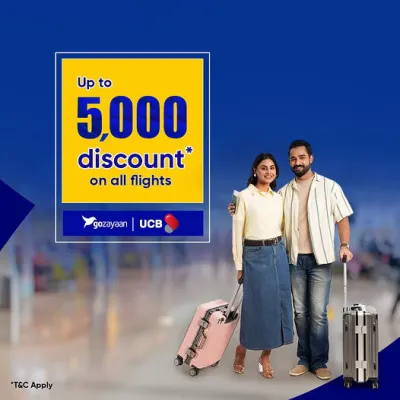 Book your domestic and international flights on GoZayaan using your UCB credit card