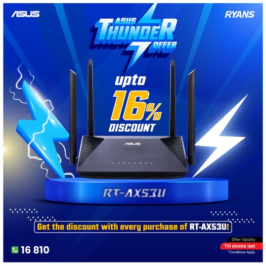 Up to 16% Off on ASUS RT-AX53U — Asus Thunder Offer