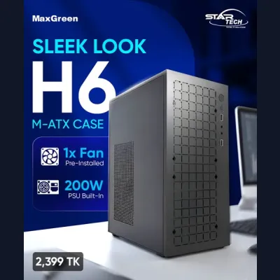 MaxGreen H6 — Compact PC Case with Built-in Power Supply