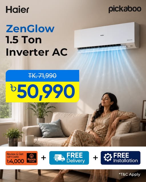 Experience powerful cooling with the Haier 1.5 Ton ZenGlow Inverter AC — designed for comfort, energy savings & silent performance.