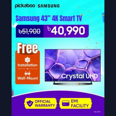 Bring cinema-quality entertainment home with the Samsung U8000F 43” Crystal UHD 4K Smart TV