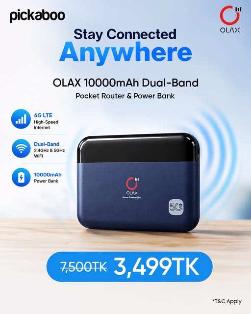 Buy OLAX 10000mAh Dual-Band Pocket Router & Power Bank (M100) from Pickaboo!