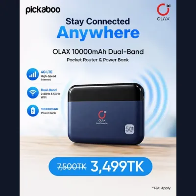 Buy OLAX 10000mAh Dual-Band Pocket Router & Power Bank (M100) from Pickaboo!