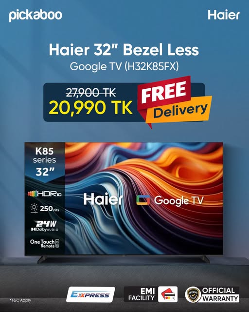Haier 32" Bezel Less Google TV (H32K85FX)