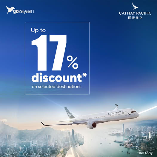 Enjoy Up to 17% Off on Cathay Pacific Flights