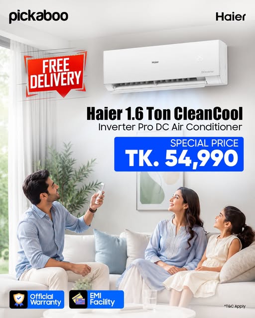 Bring home the Haier 1.6 Ton CleanCool Inverter Pro DC Inverter AC